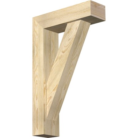 Traditional Block Rough Sawn Bracket w/ Offset Brace, Douglas Fir, 6"W x 20"D x 32"H